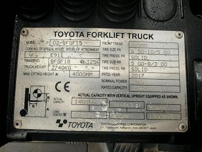 JAPANLIFT LUBOŃ WÓZEK WIDŁOWY TOYOTA 8FGF15 NA SPRZEDAŻ